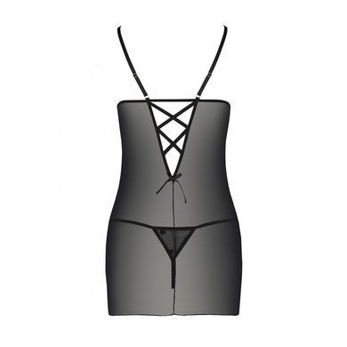 Сорочка с вырезами на груди, стринги Passion LOVELIA CHEMISE L/XL, black SO4759 фото
