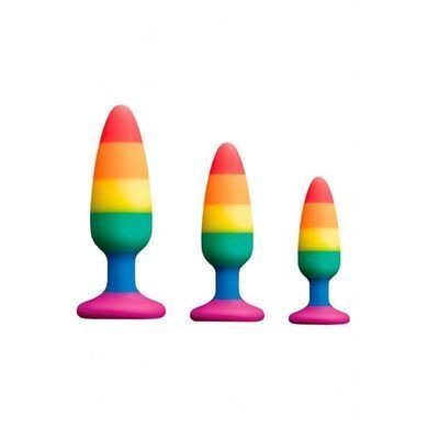 Силиконовая анальная пробка Wooomy Hiperloo Silicone Rainbow Plug M, диаметр 2,9 см, длина 11 см SO7435 фото