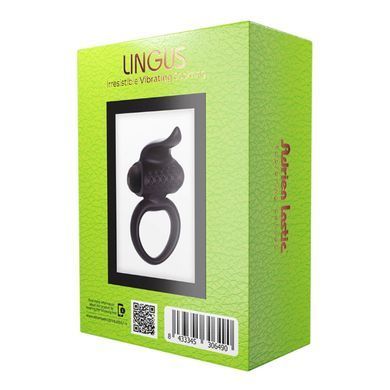 Эрекционное виброкольцо Adrien Lastic Lingus Black с язычком и щеточкой для стимуляции клитора AD30649 фото