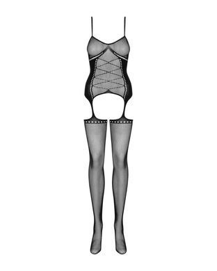 Бодистокинг Obsessive Bodystocking G314 S/M/L, имитация корсета и корсетной шнуровки SO7239 фото