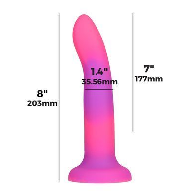 Светящийся в темноте фаллоимитатор ADDICTION Rave 8&Prime; Glow in the Dark Dildo Pink Purple, 20,3 см SO6850 фото
