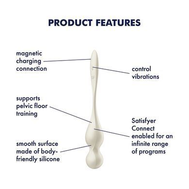 Вагинальные смарт-шарики с вибрацией Satisfyer Love Birds 1 Connect App White, 78 г SX0569 фото