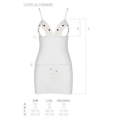 Сорочка с вырезами на груди, стринги Passion LOVELIA CHEMISE L/XL, white SO4762 фото