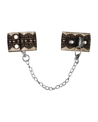 Наручники с блестками и цепью Obsessive A746 cuffs, черно-золотые SO7191 фото