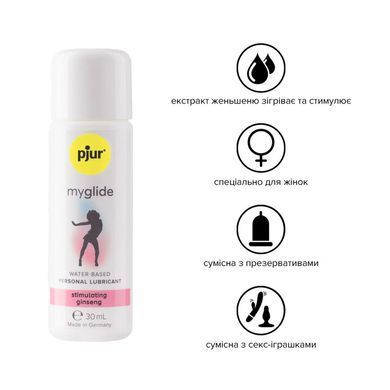 Возбуждающая смазка на водной основе pjur myglide 30 мл, с женьшенем, тепло+покалывание PJ10550 фото