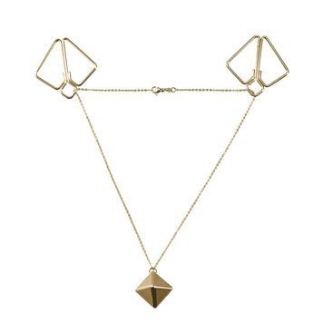 Зажимы для сосков с тяжелой подвеской LOCKINK Nipple Clamps with Heavy Pendant - Golden SX0844 фото