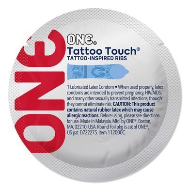Набор презервативов ONE Tattoo Touch, 100 шт, с рельефом в виде тату, 3 разновидности, упаковка-тубус SX0734 фото