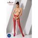 Эротические колготки-бодистокинги Passion S025 One Size, Red, имитация ажурных чулочков с пояском PSS025R фото 2