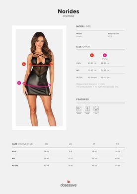 Сорочка Obsessive Norides chemise & thong XS/S SX1161 фото