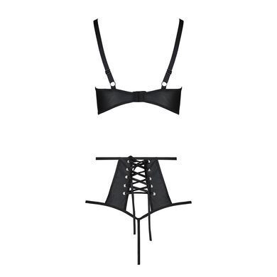 Комплект белья Passion TASMINA SET S/M black, лиф, высокие трусики с корсетом сзади SO8491 фото