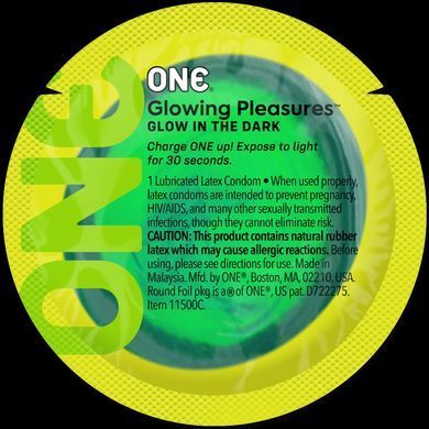 Набор презервативов ONE Glowing Pleasures, 100 шт, светятся в темноте, со смазкой, упаковка-тубус SX0736 фото
