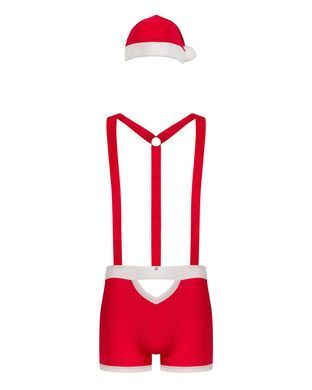 Мужской эротический костюм Санта-Клауса Obsessive Mr Claus 2XL/3XL, боксеры на подтяжках, шапочка с SO7296 фото