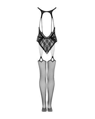 Бодистокинг Obsessive Bodystocking G324 XL/XXL black, силуэтный рисунок SO7246 фото