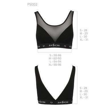Топ с прозрачной вставкой Passion PS002 TOP S, black SO4201 фото