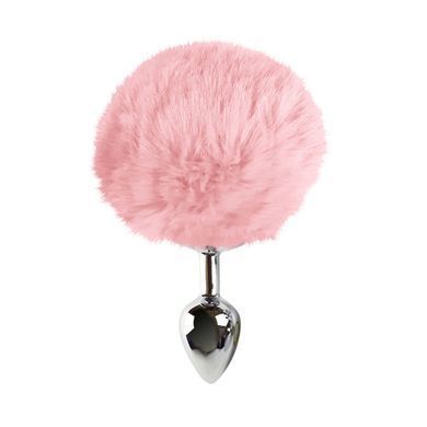 Металлическая анальная пробка М Art of Sex - Metal Butt plug Rabbit Tail Soft pink, диаметр 3,4 см SO6692 фото
