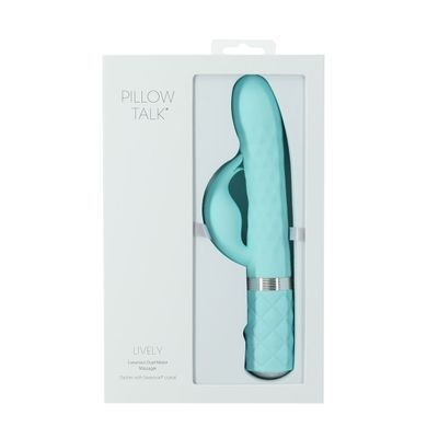 Роскошный кролик с ротацией и вибрацией Pillow Talk Lively, Teal, кристалл Сваровски SO6857 фото