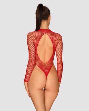 Сетчатый бодистокинг с длинным рукавом Obsessive B126 teddy red S/M/L, красный SO7211 фото