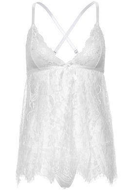 Сорочка беби-долл Leg Avenue Floral lace babydoll & string White L, стринги SO9174 фото