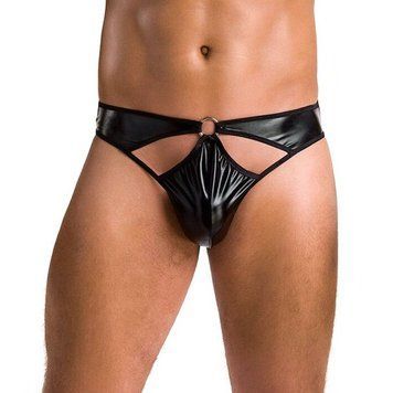 Мужские стринги Passion 033 THONG PAUL S/M Black, под латекс SO7571 фото