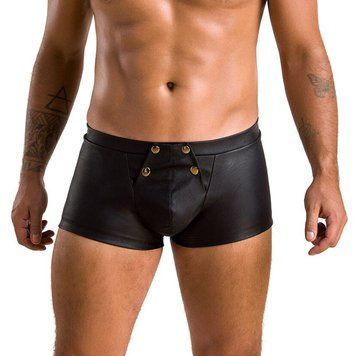 Мужские кожаные боксеры с клапаном Passion 050 SHORT PATRICK L/XL Black SO7621 фото