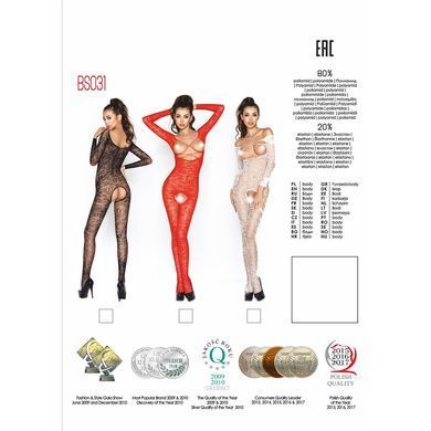 Бодистокинг Passion BS031 red, комбинезон с открытой грудью PBS031R фото
