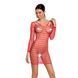 Бодистокинг-платье с глубоким воротом Passion BS093 red, длинные рукава SO6398 фото 1