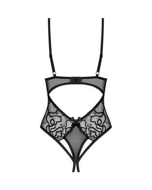Тедди с доступом Obsessive Blomentis crotchless teddy, XL/2XL, прозрачное, открытая спина, низ-стринги SX1029 фото