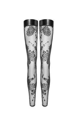 Чулки без мыска Noir Handmade F243 Tulle stockings with patterned flock embroidery, L SX0157 фото