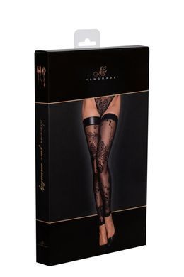Чулки без мыска Noir Handmade F243 Tulle stockings with patterned flock embroidery, L SX0157 фото