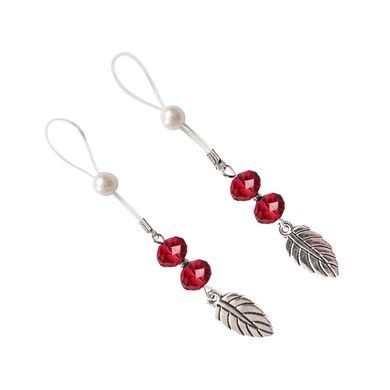 Украшения с бусинами и листиком для сосков Art of Sex &ndash; Nipple Jewelry Leaf, красные SO5396 фото