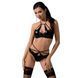 Комплект белья Passion Exclusive NAVEL SET S/M, black, трусики и лиф с элементами под латекс PS24902 фото 1