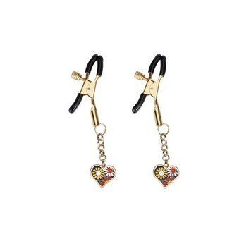 Зажимы для сосков Liebe Seele Nipple Clamps Gold Heart-shaped Flowers on Blue SX1687 фото