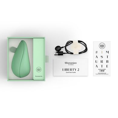 Вакуумный клиторальный стимулятор Womanizer Liberty 2 Sage, 8 режимов, магнитная крышечка SX0520 фото