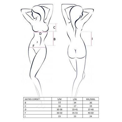 Корсет с пажами Passion KATRISS CORSET XXL/XXXL, black, трусики, шнуровка EL12103 фото