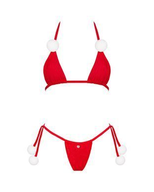 Новогодний комплект белья с помпонами Obsessive Bobble Girl, красный SO9024 фото