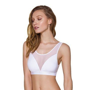Топ с прозрачной вставкой Passion PS002 TOP XL, white SO4206 фото