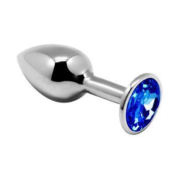 Металлическая анальная пробка с кристаллом Alive Mini Metal Butt Plug Blue L SO6007 фото