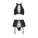 Комплект из эко-кожи имитация шнуровки Passion NANCY SET XXL/XXXL black топ трусики пояс для чулок SO5375 фото 3
