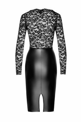 Платье Noir Handmade F295 Euphoria, XXL, black, кружево, глубокое декольте, юбка миди под латекс SX0211 фото