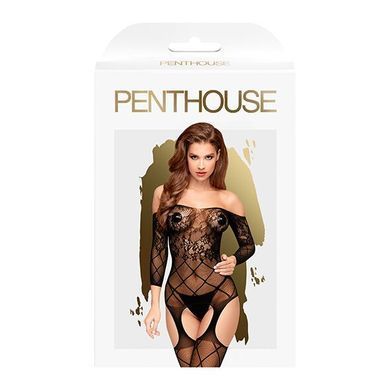 Бодистокинг с флористическо-геометрическим орнаментом Penthouse - Top-Notch Black S/L SO4384 фото