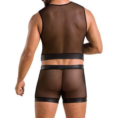 Комплект мужского белья на шнуровке Passion 053 SET WILLIAM L/XL Black, жилет, боксеры SO7627 фото