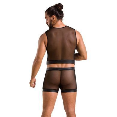 Комплект мужского белья на шнуровке Passion 053 SET WILLIAM L/XL Black, жилет, боксеры SO7627 фото