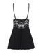 Сатиновый пеньюар с кружевом Obsessive 810-BAB-1 babydoll & thong L/XL, черный, пеньюар, танга SO7153 фото 6