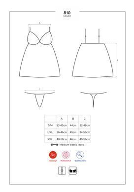 Сатиновый пеньюар с кружевом Obsessive 810-BAB-2 babydoll & thong S/M, белый, пеньюар, танга SO7154 фото