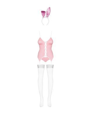 Эротический костюм зайки Obsessive Bunny suit 4 pcs costume pink L/XL, розовый, топ с подвязками SO7255 фото
