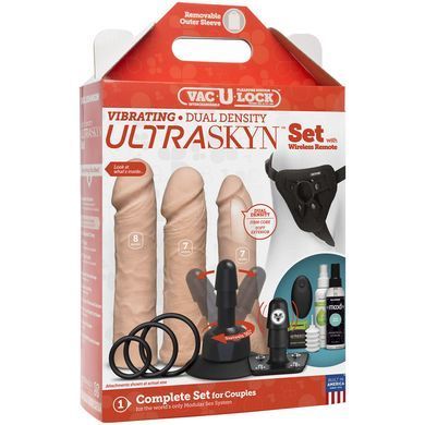Набор для страпона Doc Johnson Vac-U-Lock VIBRATING Dual Density ULTRASKYN Set: диаметр 3&times;3,8 см SO6916 фото