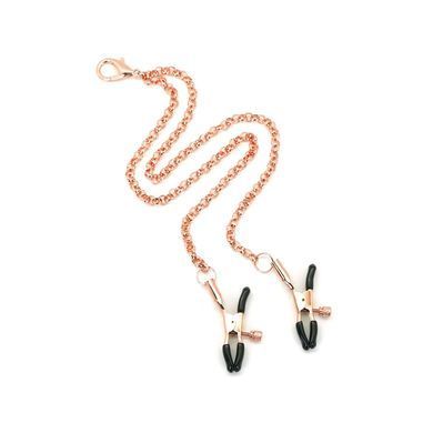 Ошейник с зажимами для сосков Liebe Seele Rose Gold Memory Collar with Nipple Clamps, кожа SO9495 фото