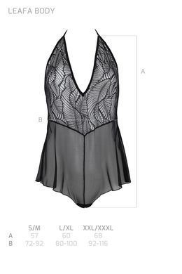Боди Passion LEAFA BODY black, L/XL, на завязках, мягкая чашка, низ в виде шортиков SX0500 фото