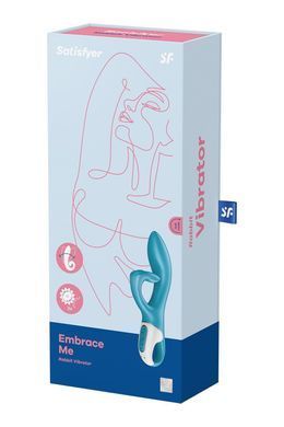 Вибратор кролик с тройным отростком Satisfyer Embrace me Turquoise, 2 мотора, диаметр 3,6 см SO6284 фото