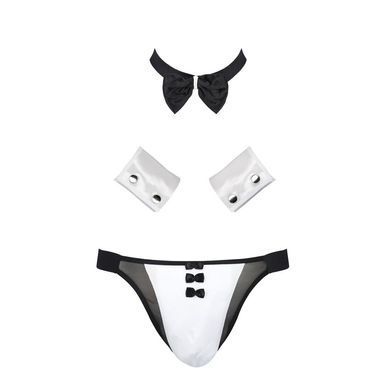 Комплект эротического мужского белья Passion 036 ALFRED S/M Black, трусы, воротник, манжеты SO7580 фото